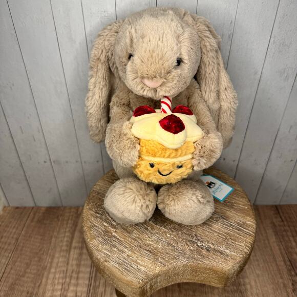 Jellycat Bashful Bunny Birthday Jellycat Beige Bunny Birthday NEW FAST SHIP - Picture 2 of 9